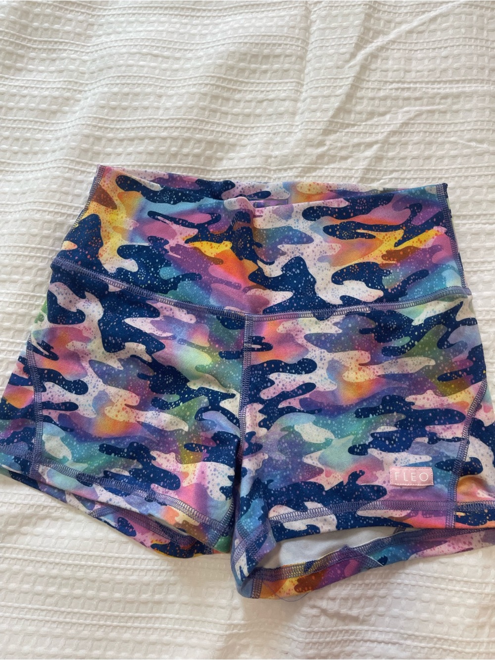 Fleo Women's High-Waist Multicolor Camo Active Shorts